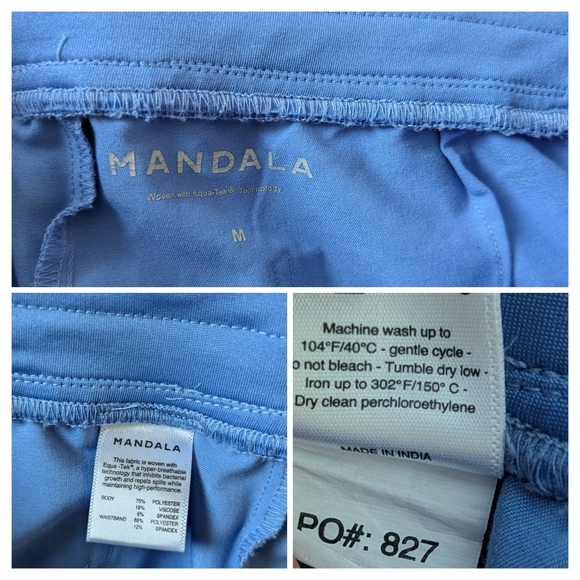 Mandala scrubs pants cargo straight leg 9 pockets ceil blue - Picture 4 of 7